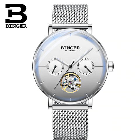 Image of Binger Swiss Mechanical Black Business Luxury Men Watch B 8612