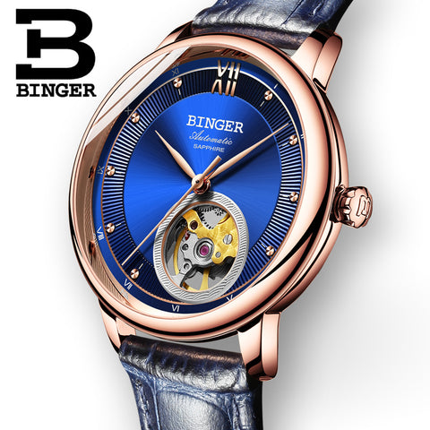 Image of Binger Swiss Ultra thin Super Luxury Tourbillon Couple Watch B 1108