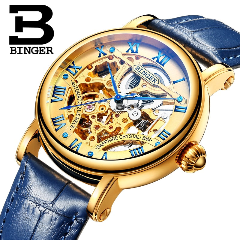 Binger Swiss Hollow Mechanical Watch Men B 5066