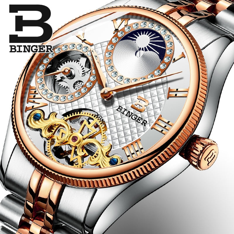Binger Swiss Unique Mechanical Watch Men B 1175