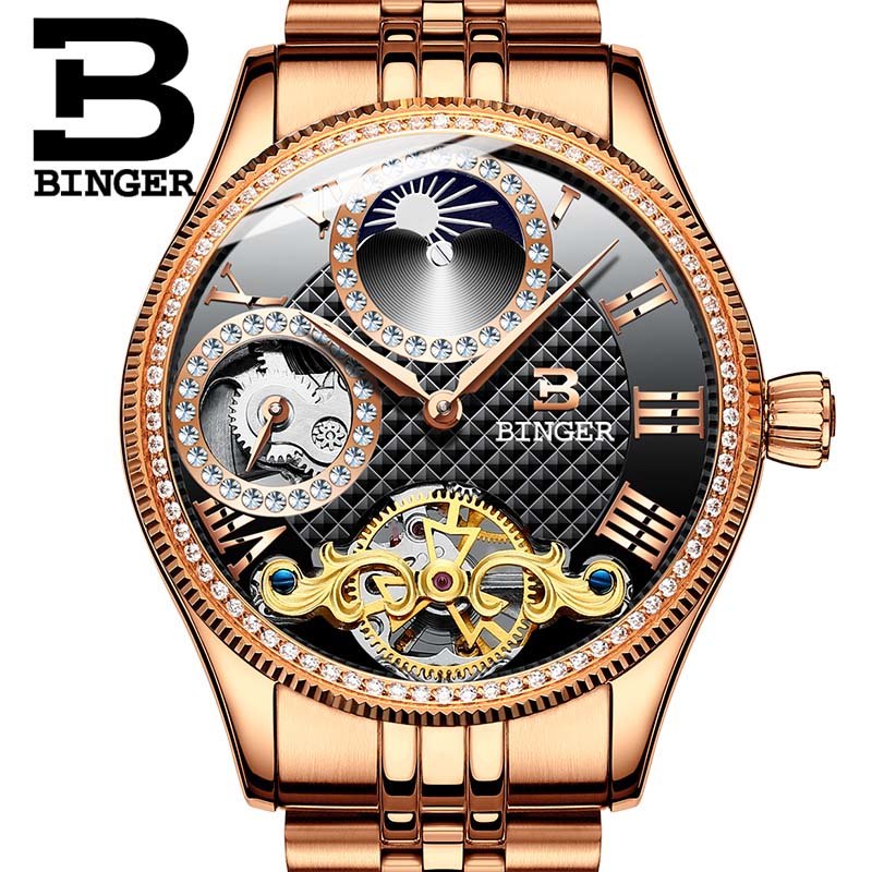Binger Swiss Unique Mechanical Watch Men B 1175