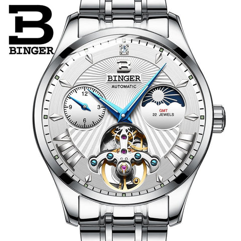 Image of Binger Swiss 22 jewels Tourbillon Mechanical Men Watch B 1186