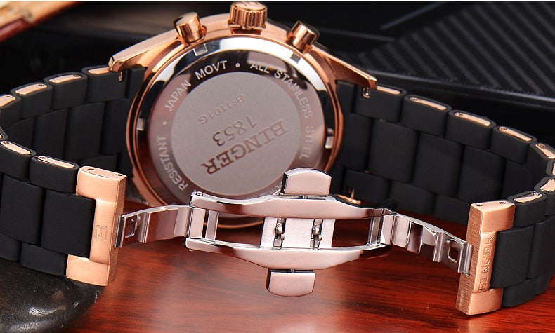 Binger Swiss Silicon Quartz Watch Men B 1123