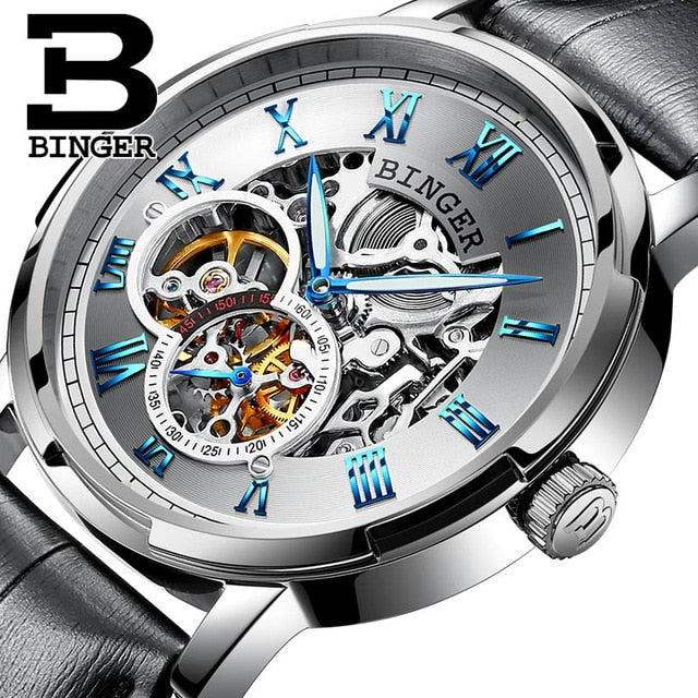 Binger Swiss Skeleton Mechanical Men's Watch B 5036