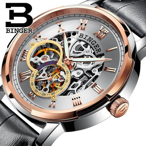 Image of Binger Swiss Skeleton Mechanical Men's Watch B 5036