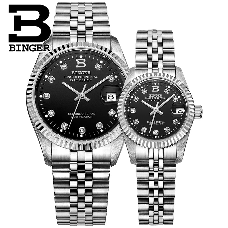 Binger Swiss Striped Mechanical Couple Watch BS169CF
