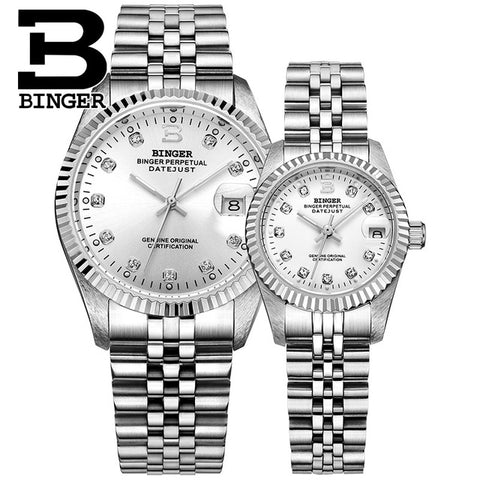 Image of Binger Swiss Striped Mechanical Couple Watch BS169CF
