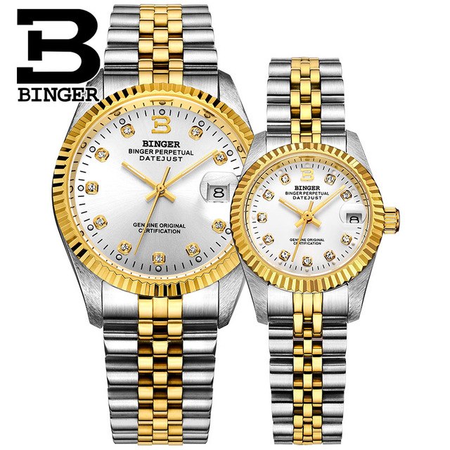 Binger Swiss Striped Mechanical Couple Watch BS169CG