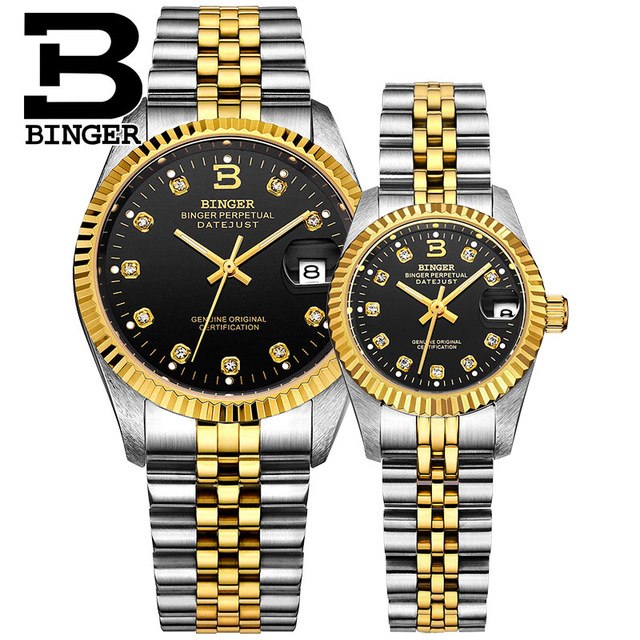 Binger Swiss Striped Mechanical Couple Watch BS169CG