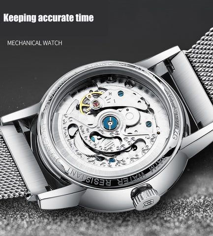 Image of Binger Swiss Sapphire Curved Mechanical Watch Men B 1187