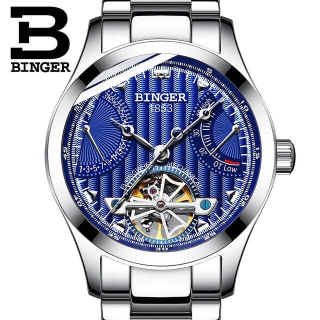 Binger Swiss Super Luxury Tourbillon Mechanical Watch Men B 1181