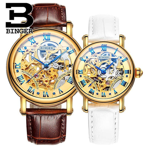 Image of Binger Swiss Hollow Mechanical Couple Watch BS5066HL