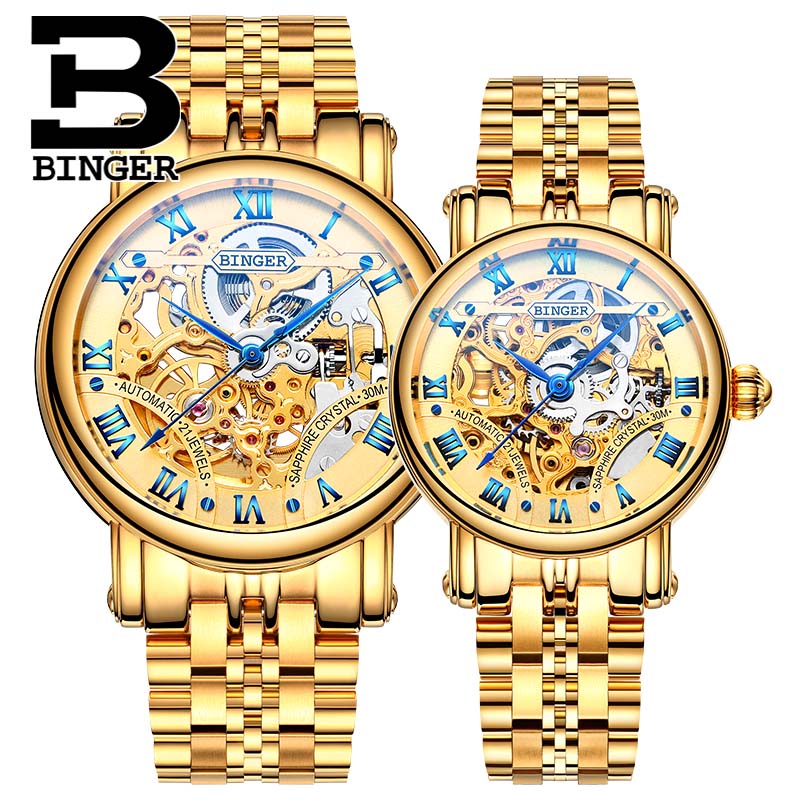 Binger Swiss Hollow Mechanical Couple Watch BS5066HC