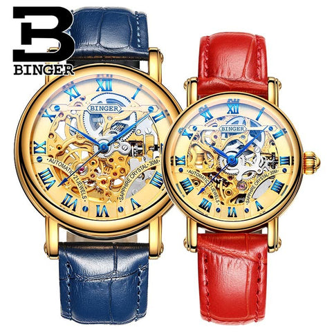 Image of Binger Swiss Hollow Mechanical Couple Watch BS5066HL