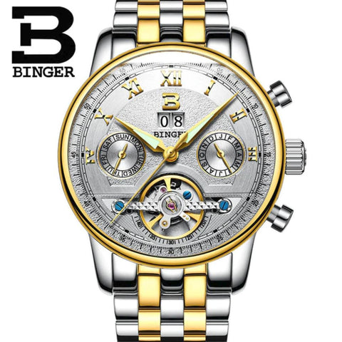 Binger Swiss Sapphire Tourbillon Watch Men B 8603