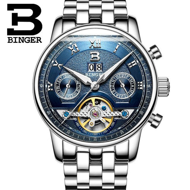 Binger Swiss Sapphire Tourbillon Watch Men B 8603